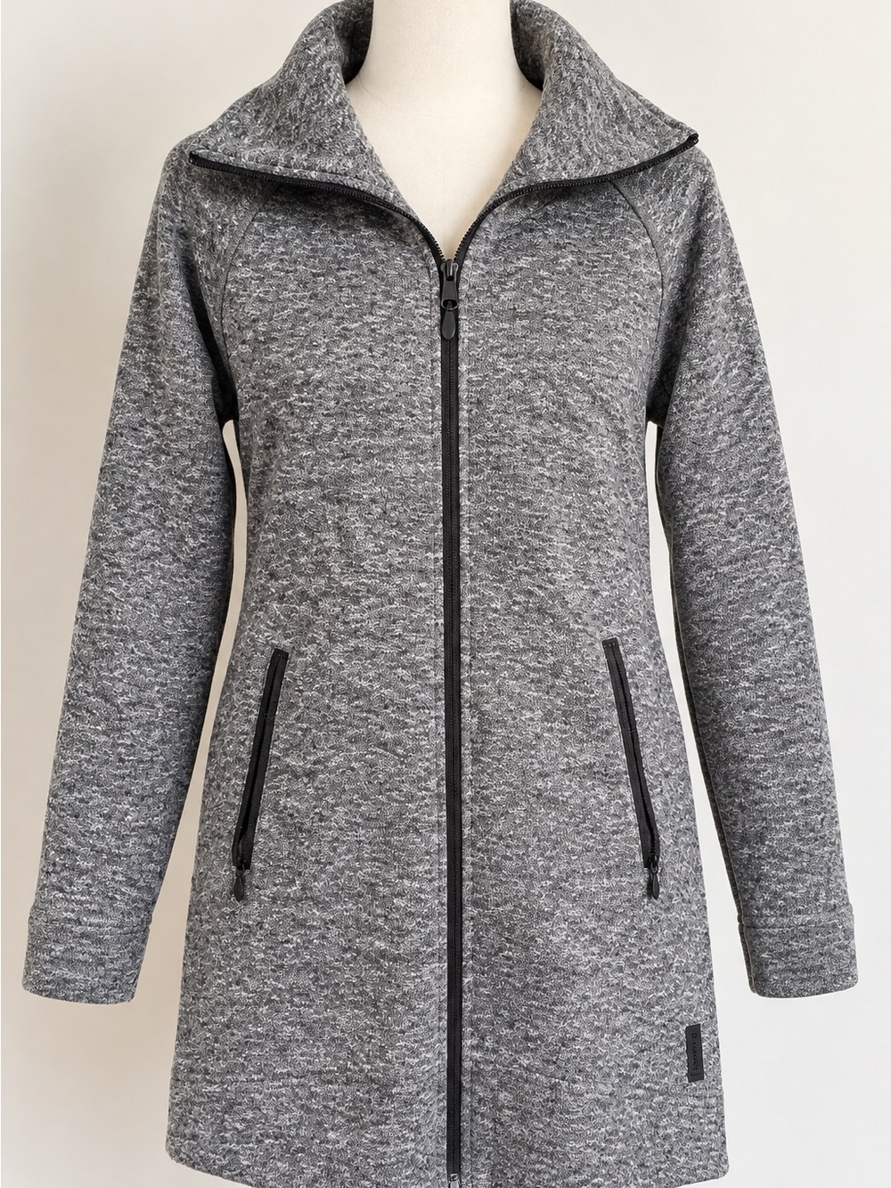Roots Canada Women’s S/P Gray Sweater Fleece Long Zip Jacket Coat